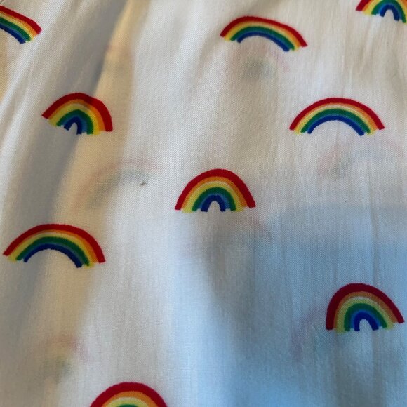 Love Notes Novelty Rainbow Print Semi Cropped Button Up Shirt S - Picture 3 of 5